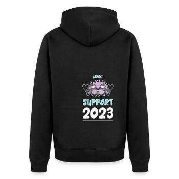 Braut Support 2023 Hochzeit - Unisex Premium Bio Zip Hoodie - Schwarz - Hinten - Nico (187cm)