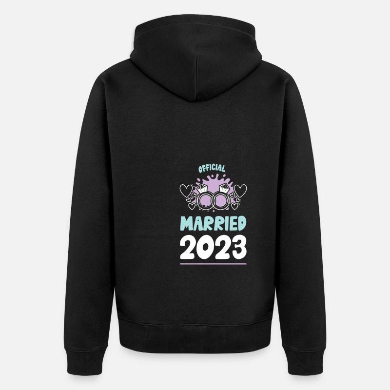 Mariage Marié 2023 Dicton - Veste à capuche bio Premium Unisexe - noir