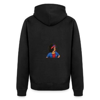 Haiti Haitian Flagge Frau Prinzessin I Geschenk - Unisex Premium Bio Zip Hoodie - Schwarz - Hinten - Nico (187cm)