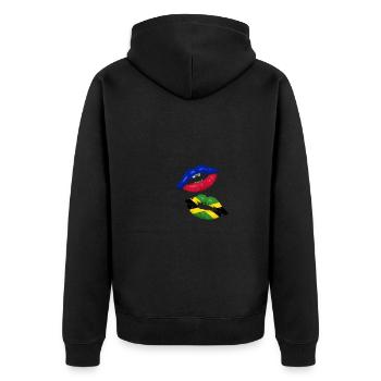 Haiti Haitian Jamaica Combination I Gift - Unisex Premium Organic Zip Hoodie - black - Back - Nico (187cm)
