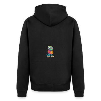 Chameleon Winter - Unisex Premium Bio Zip Hoodie - Schwarz - Hinten - Nico (187cm)