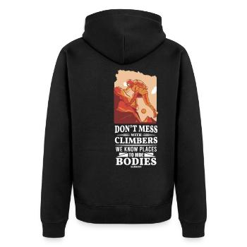 Klettern Berg Alpen Natur Klettersport Geschenk - Unisex Premium Bio Zip Hoodie - Schwarz - Hinten - Nico (187cm)