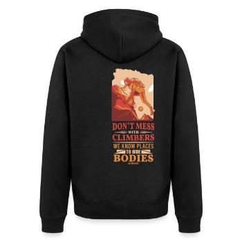 Klettern Berg Alpen Natur Klettersport Geschenk - Unisex Premium Bio Zip Hoodie - Schwarz - Hinten - Nico (187cm)