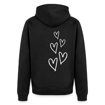 Hearts Love Symbol - Unisex Premium Organic Zip Hoodie - black - Back - Nico (187cm)