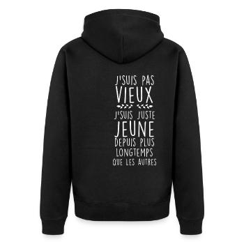 Pas Vieux ! - Veste à capuche bio Premium Unisexe - noir - Dos - Nico (187cm)