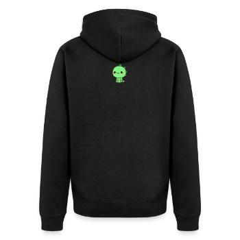 Lemo Niels LOGO - Unisex Premium Bio Zip Hoodie - Schwarz - Hinten - Nico (187cm)
