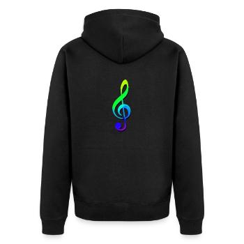 Notenschlüssel | Musik | Klang - Unisex Premium Bio Zip Hoodie - Schwarz - Hinten - Nico (187cm)
