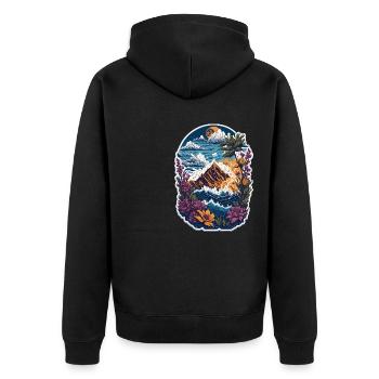 Jäger Bergsteiger Wanderer Abenteuer - Unisex Premium Bio Zip Hoodie - Schwarz - Hinten - Nico (187cm)