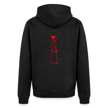 Line Art Chinesische Frau - Unisex Premium Bio Zip Hoodie - Schwarz - Hinten - Nico (187cm)