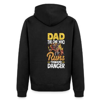 Papa celui qui court vers le danger Pompiers - Veste à capuche bio Premium Unisexe - noir - Dos - Nico (187cm)
