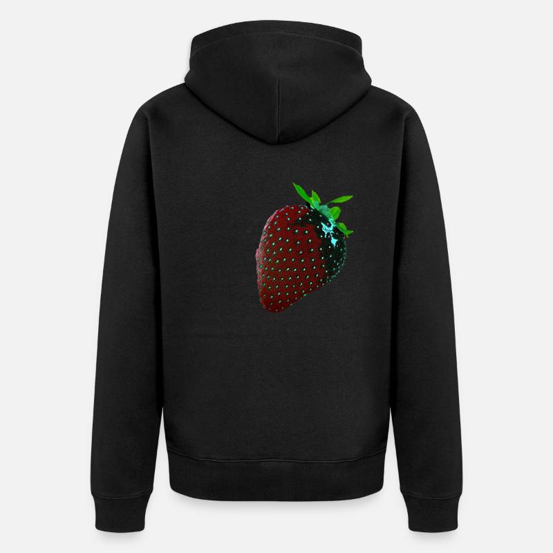 Erdbeere, technisch, Hightech, illustration - Unisex Premium Bio Zip Hoodie - Schwarz
