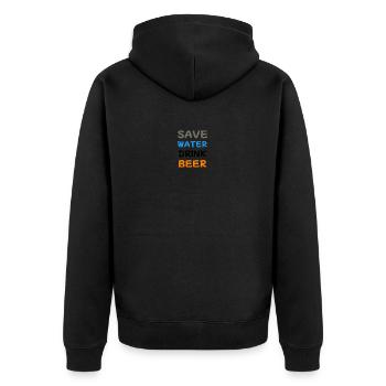 Bier Bier - Unisex Premium Bio Zip Hoodie - Schwarz - Hinten - Nico (187cm)