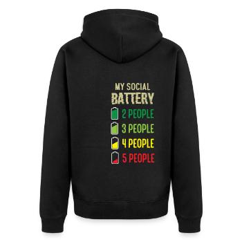 My Social Battery Funny Antisocial Introvert - Unisex Premium Organic Zip Hoodie - black - Back - Nico (187cm)