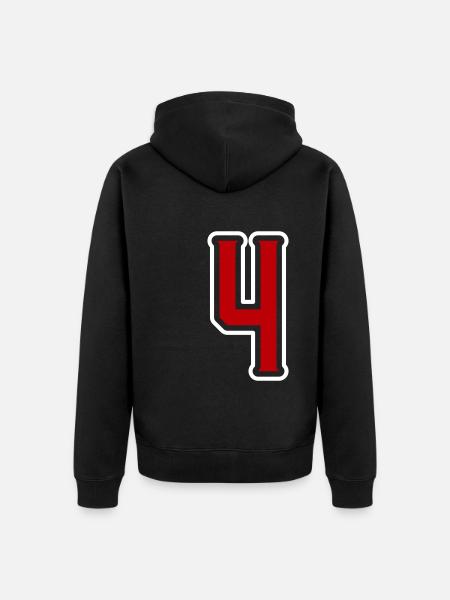 4 number symbol - Unisex Premium Organic Zip Hoodie - black