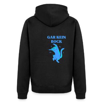Gar Kein Bock Katzen - Unisex Premium Bio Zip Hoodie - Schwarz - Hinten - Nico (187cm)