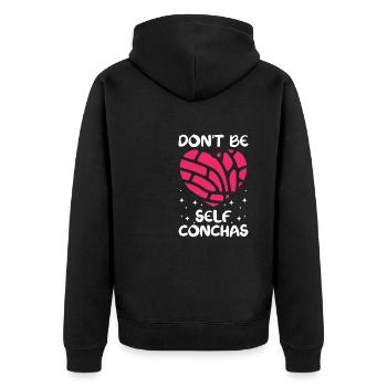 dont be self conchas Design for a lover of sweet - Unisex Premium Bio Zip Hoodie - Schwarz - Hinten - Nico (187cm)