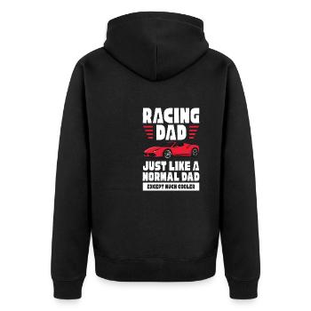 racing dad like normal except much cooler Design - Unisex Premium Bio Zip Hoodie - Schwarz - Hinten - Nico (187cm)