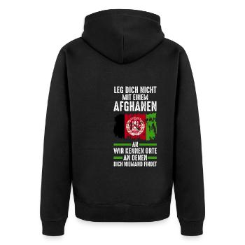 Afghanistan Afghane Afghanisches - Unisex Premium Bio Zip Hoodie - Schwarz - Hinten - Nico (187cm)