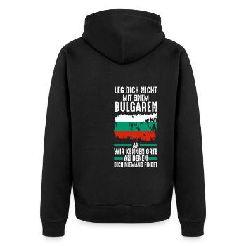 Balkan Bulgarien Bulgare Bulgarisches - Unisex Premium Bio Zip Hoodie - Schwarz - Hinten - Nico (187cm)