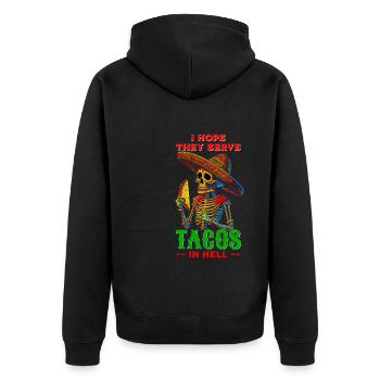 J’espère qu’ils servent des tacos en enfer - drôle - Veste à capuche bio Premium Unisexe - noir - Dos - Nico (187cm)