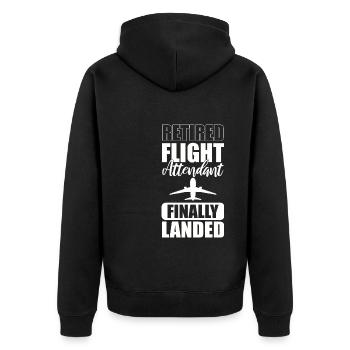 Retired Flight Attendant Finally Landed - Unisex Premium Bio Zip Hoodie - Schwarz - Hinten - Nico (187cm)