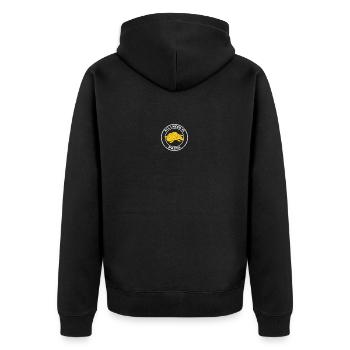 ALLES, WAS ICH BRAUCHE, IST PASTA - Unisex Premium Bio Zip Hoodie - Schwarz - Hinten - Nico (187cm)