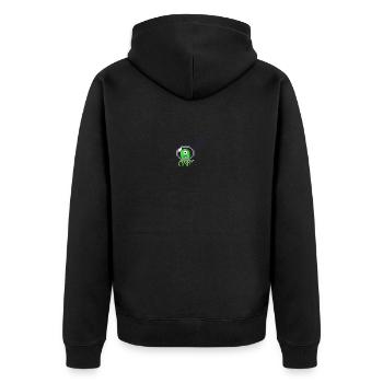 Alien small - Unisex Premium Bio Zip Hoodie - Schwarz - Hinten - Nico (187cm)
