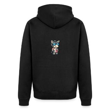 Zebra Comic Cool Sommer - Unisex Premium Bio Zip Hoodie - Schwarz - Hinten - Nico (187cm)