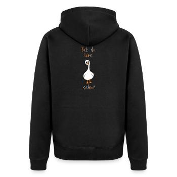Bist du Gans sicher? lustiger niedlicher Vogel - Unisex Premium Bio Zip Hoodie - Schwarz - Hinten - Nico (187cm)