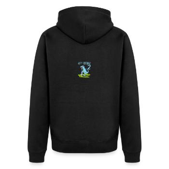 Dinosaurier Rex Fußball 2 Happy Birthday Blau - Unisex Premium Bio Zip Hoodie - Schwarz - Hinten - Nico (187cm)