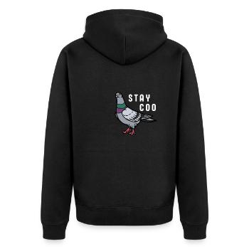 Stay Coo Bird | Funny Cool Pigeon Birding - Unisex Premium Bio Zip Hoodie - Schwarz - Hinten - Nico (187cm)