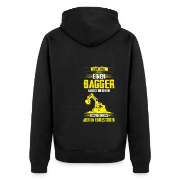Baggerfahrer Bagger Bagger fahren Geschenk - Unisex Premium Bio Zip Hoodie - Schwarz - Hinten - Nico (187cm)