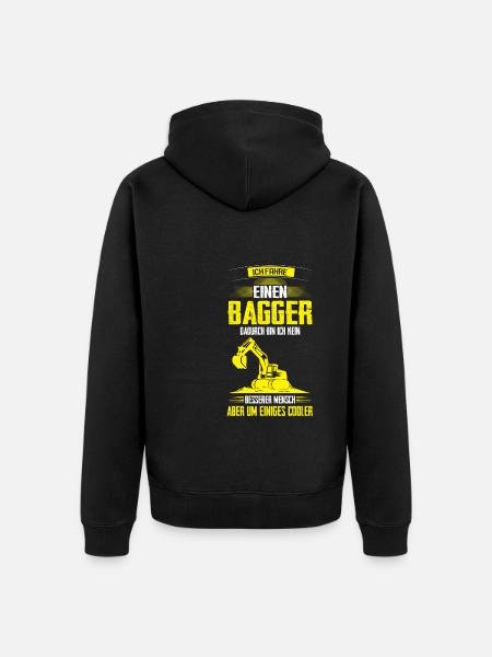 Baggerfahrer Bagger Bagger fahren Geschenk - Unisex Premium Bio Zip Hoodie - Schwarz