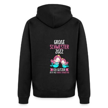 Große Schwester 2022 Meerjungfrau Geschwister Gesc - Unisex Premium Bio Zip Hoodie - Schwarz - Hinten - Nico (187cm)
