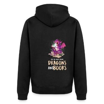 Drache Drache und Buch Drachenliebhaber Geschenk - Unisex Premium Bio Zip Hoodie - Schwarz - Hinten - Nico (187cm)