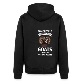 Ziegen Ziegenhof Geschenk - Unisex Premium Bio Zip Hoodie - Schwarz - Hinten - Nico (187cm)