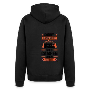 Campen Camping Wohnwagen Geschenk - Unisex Premium Bio Zip Hoodie - Schwarz - Hinten - Nico (187cm)