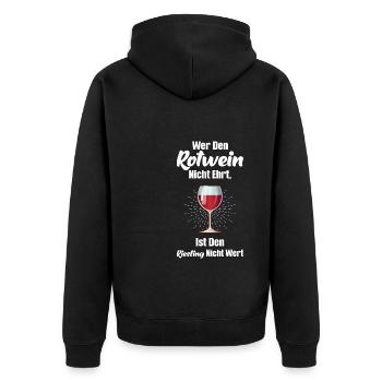 Rotwein Wein Weinfest Geschenk - Unisex Premium Bio Zip Hoodie - Schwarz - Hinten - Nico (187cm)