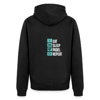 Padel Tennis Paddel Padelball Padeln Padeltennis - Unisex Premium Bio Zip Hoodie - Schwarz - Hinten - Nico (187cm)