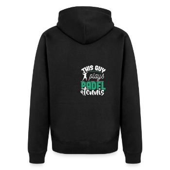 Padel Tennis Paddel Padelball Padeln Padeltennis - Unisex Premium Bio Zip Hoodie - Schwarz - Hinten - Nico (187cm)