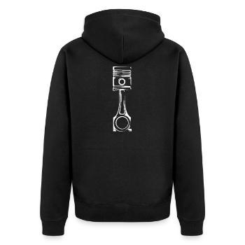 Kolben Motor V8 musclecar Auto Symbol Grafik Logo - Unisex Premium Bio Zip Hoodie - Schwarz - Hinten - Nico (187cm)