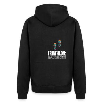 TRIATHLON: THIS MUCH PAIN IS EXPENSIVE. Geschenke - Unisex Premium Bio Zip Hoodie - Schwarz - Hinten - Nico (187cm)