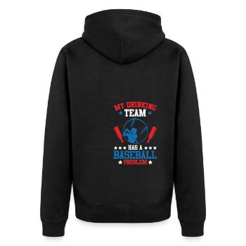 baseball alkohol team - Unisex Premium Bio Zip Hoodie - Schwarz - Hinten - Nico (187cm)