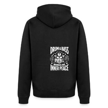 Drum and Bass bringt mir inneren Frieden - Unisex Premium Bio Zip Hoodie - Schwarz - Hinten - Nico (187cm)