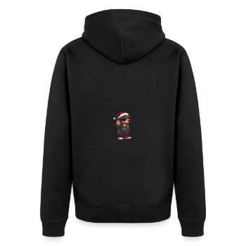 Dachshund Hund Weihnachten Cool X-Mas Dackel - Unisex Premium Bio Zip Hoodie - Schwarz - Hinten - Nico (187cm)