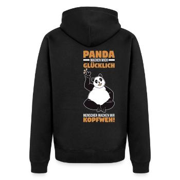 Panda - Unisex Premium Bio Zip Hoodie - Schwarz - Hinten - Nico (187cm)