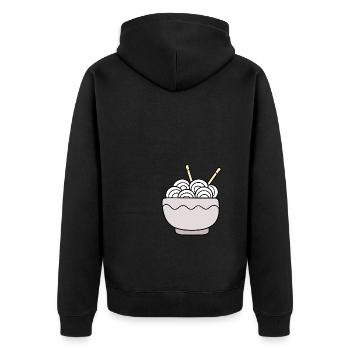 Ramen Nudeln Japan Küche - Unisex Premium Bio Zip Hoodie - Schwarz - Hinten - Nico (187cm)
