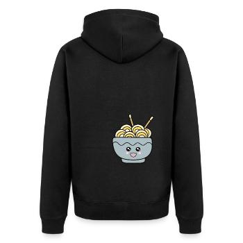 Ramen Nudeln Japan Küche - Unisex Premium Bio Zip Hoodie - Schwarz - Hinten - Nico (187cm)