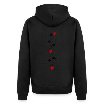 Herzen Glitzer - Unisex Premium Bio Zip Hoodie - Schwarz - Hinten - Nico (187cm)