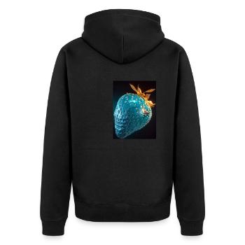 Erdbeere, technisch, Hightech, illustration, blau - Unisex Premium Bio Zip Hoodie - Schwarz - Hinten - Nico (187cm)